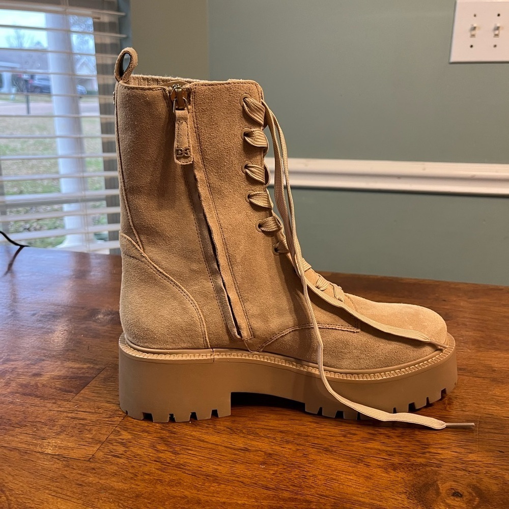 New Sam Edelman Evina Combat Platform Boot Sesame Suede size 8 - Picture 4 of 10
